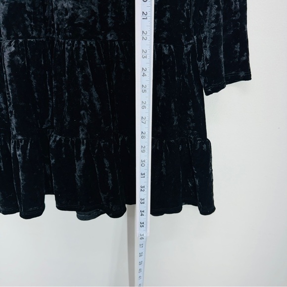 Cece Women Velvet V-Neck Mini Dress Black Medium Witchy Goth Moto Grunge Casual - Picture 6 of 8